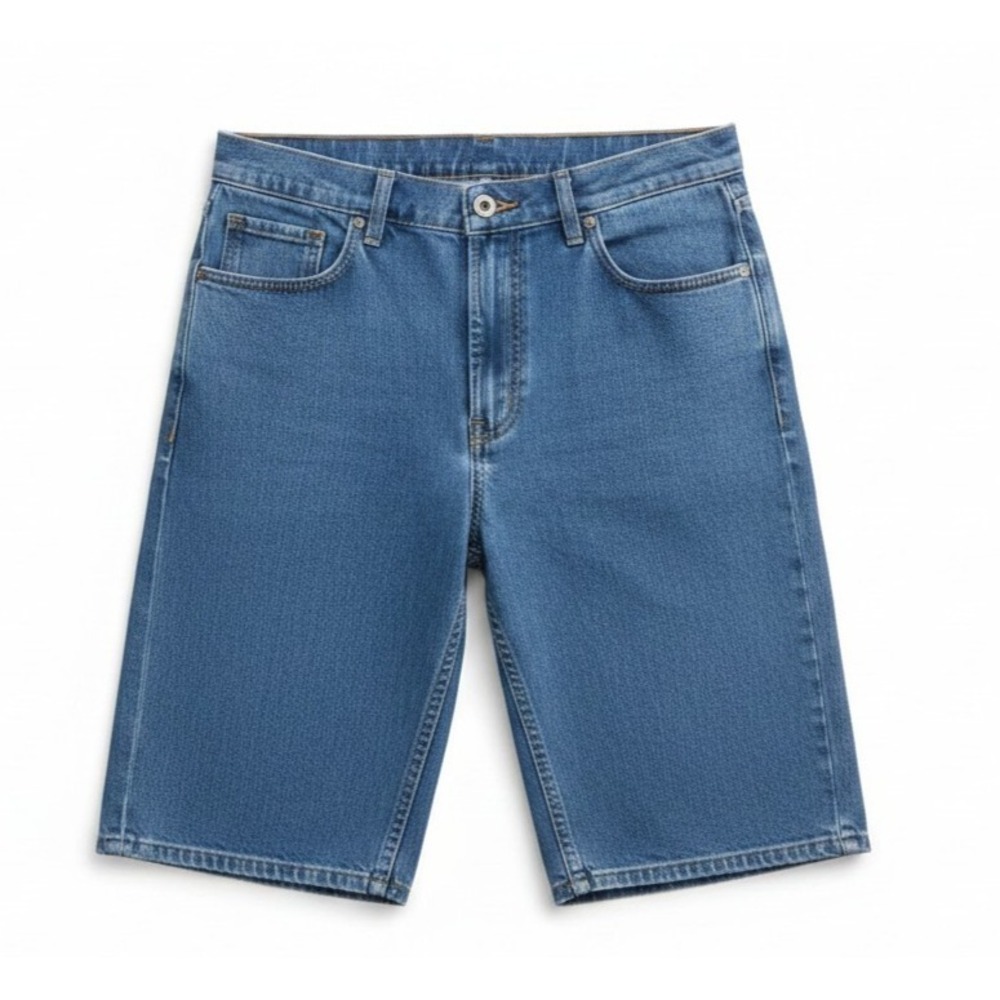 George Mens Shorts Size 40 Medium Wash Denim 5-Pockets Stretch Jean Cotton Soft